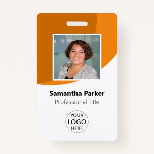 Orange Custom Employee Photo, Logo, Barcode, Name Badge