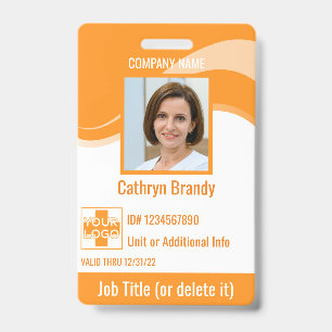 Orange custom Employee Security Id, logo, Bar Code Badge