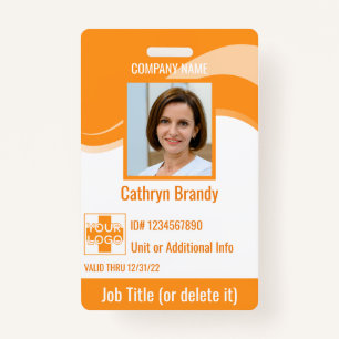 Orange custom Employee Security Id, logo, Bar Code Badge