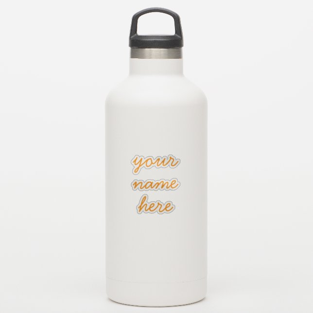 Orange Custom Name Simple Minimal Script Stickers (Waterbottle)