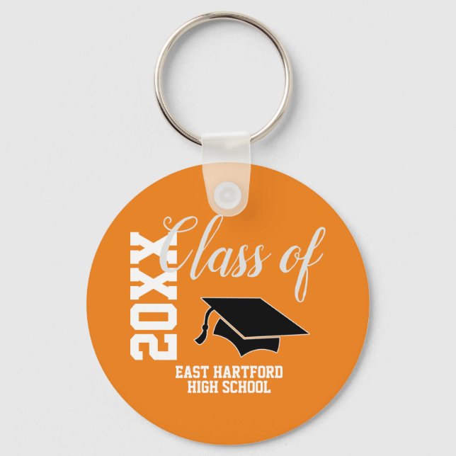 Orange Custom Senior Class 2021 Favour Keychain (Front)