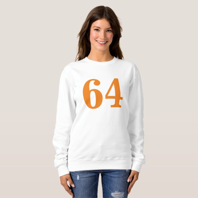 Orange Customize Number Basic Long Sleeve T-Shirt Sweatshirt (Front Full)