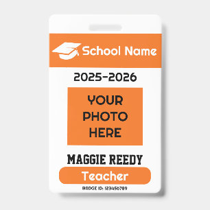 Orange Customized School Badge