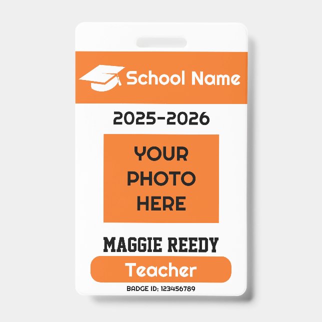 Orange Customized School Badge (Front)