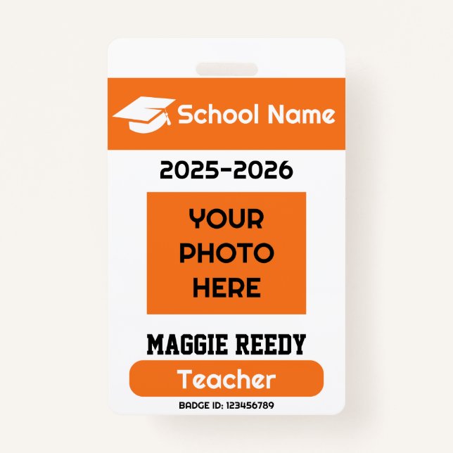 Orange Customized School Badge (Front)