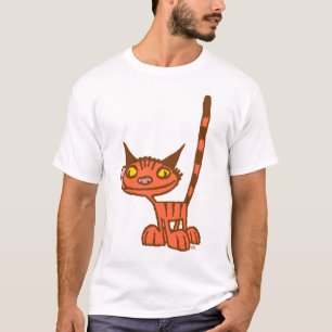 Orange Cute and Cool Kitty cartoon T-shirt