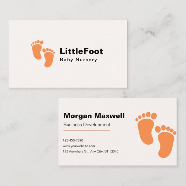 Orange Cute and Minimalist Baby Nursery Business Card (Front/Back)