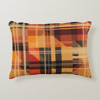 Orange Cute Autumn Check Pattern Accent Pillow