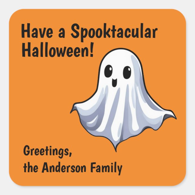 Orange Cute Halloween Ghost Sticker (Front)