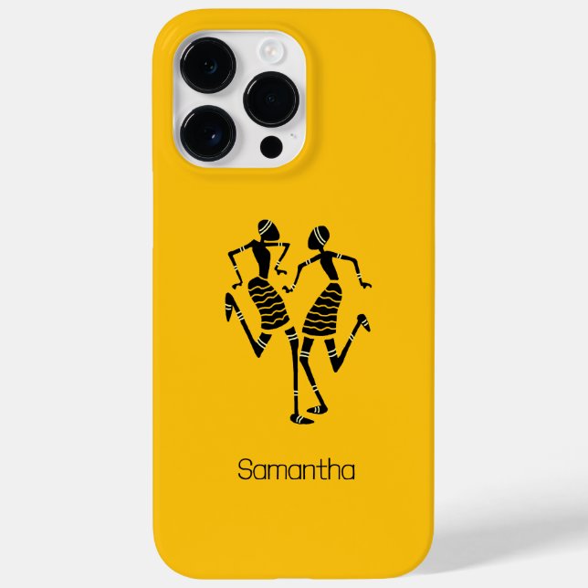 Orange, Cute Silhouette Happy Dancers Case-Mate iPhone Case (Back)