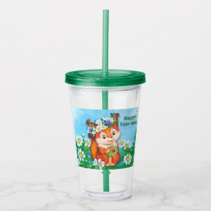 orange cute squirrel acrylic tumbler