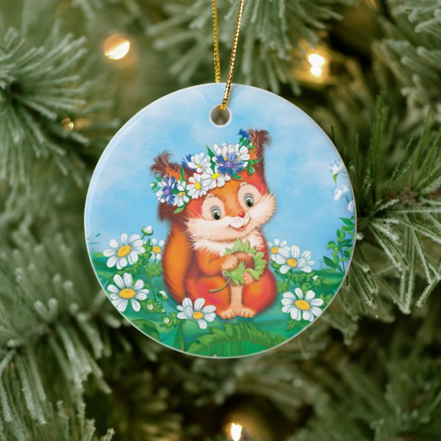 orange cute squirrel ceramic ornament (Tree)