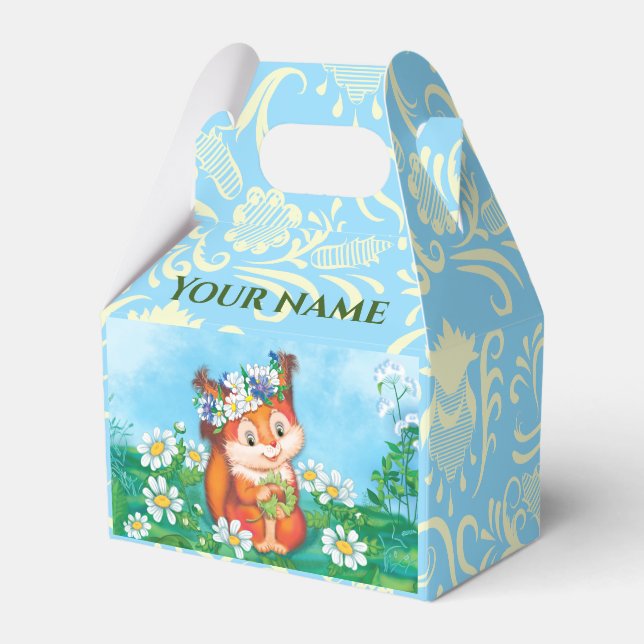 orange cute squirrel favor box (Front Side)