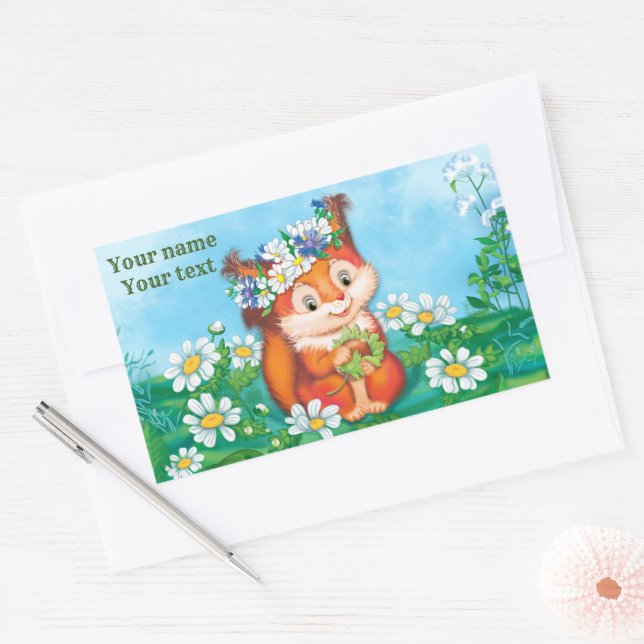 orange cute squirrel sticker (Envelope)