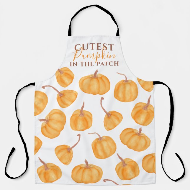Orange cutest pumpkins pattern watercolor quote apron (Front)