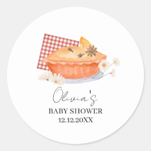 Orange Cutie Pie Flower Fall Baby Shower  Classic Round Sticker
