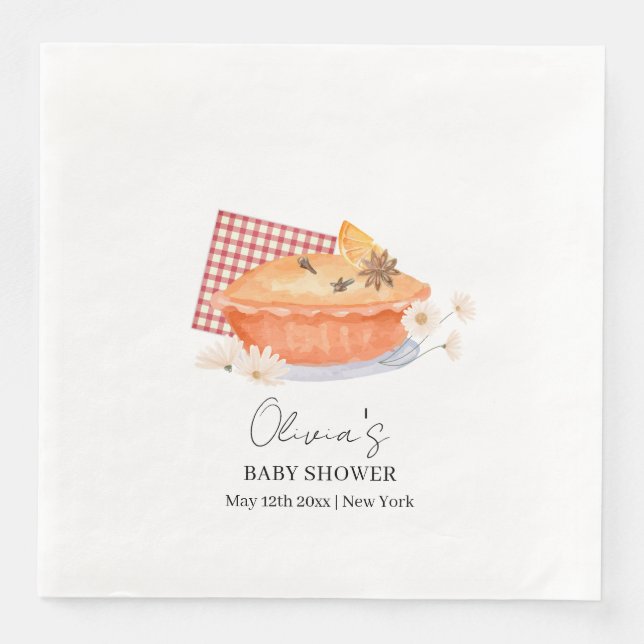 Orange Cutie Pie Flower Fall Baby Shower  Napkin (Front)