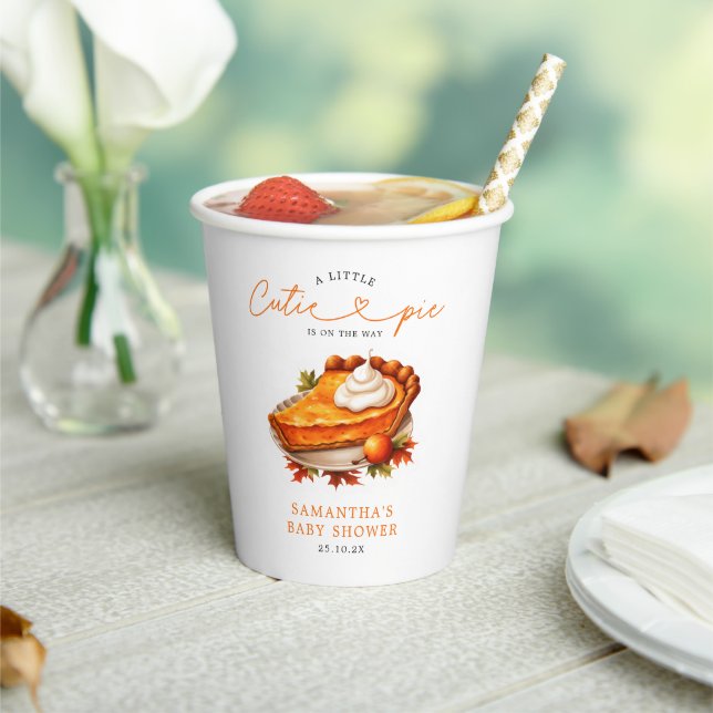 Orange Cutie Pie Pumpkin Fall Baby Shower  Paper Cups (Insitu)