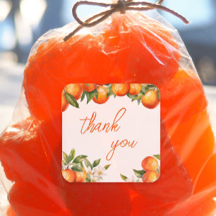 Orange Cutie Thank You Square Sticker