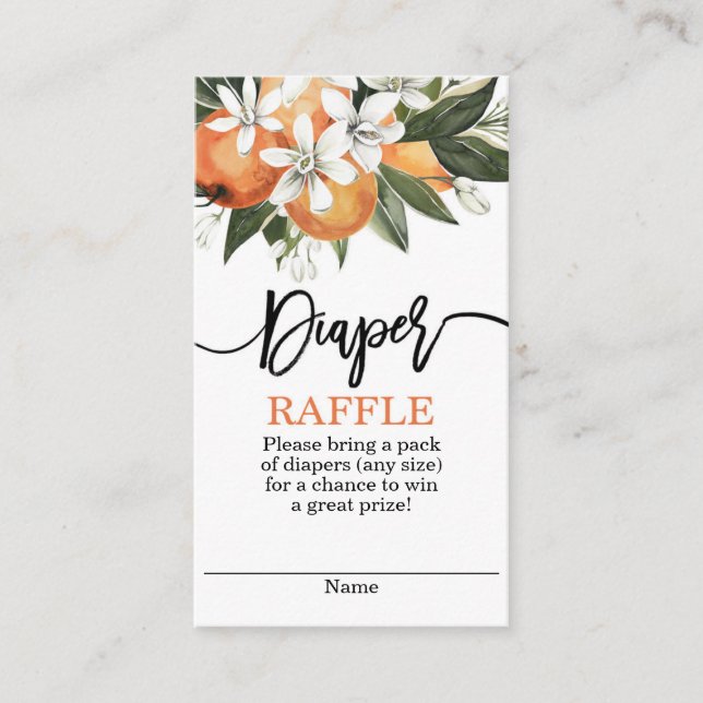 Orange Cuties Diaper Raffle Enclosure Card (Front)
