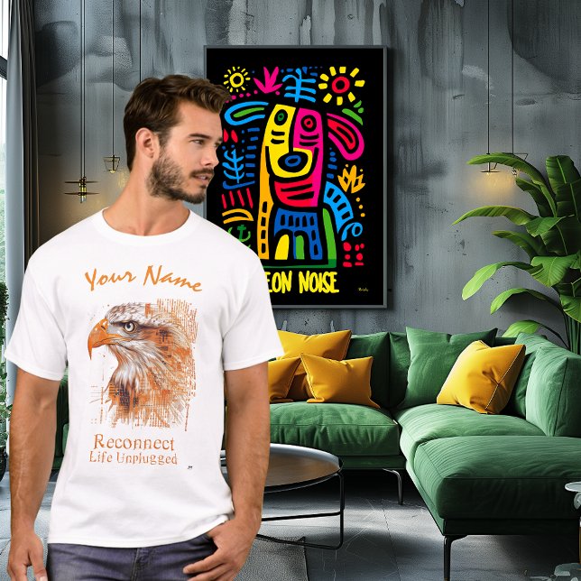 Orange Cyber Eagle – Custom Name Reconnect Life T-Shirt (Creator Uploaded)