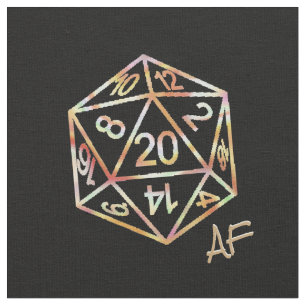 Orange D20 Crit AF   Roleplayer PnP Gamer Dice Fabric