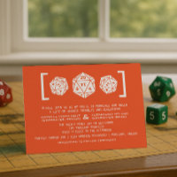 Orange D20 Dice Gamer Faire-part de mariage