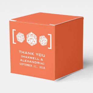 Orange D20 Dice Gamer Favour Boxes