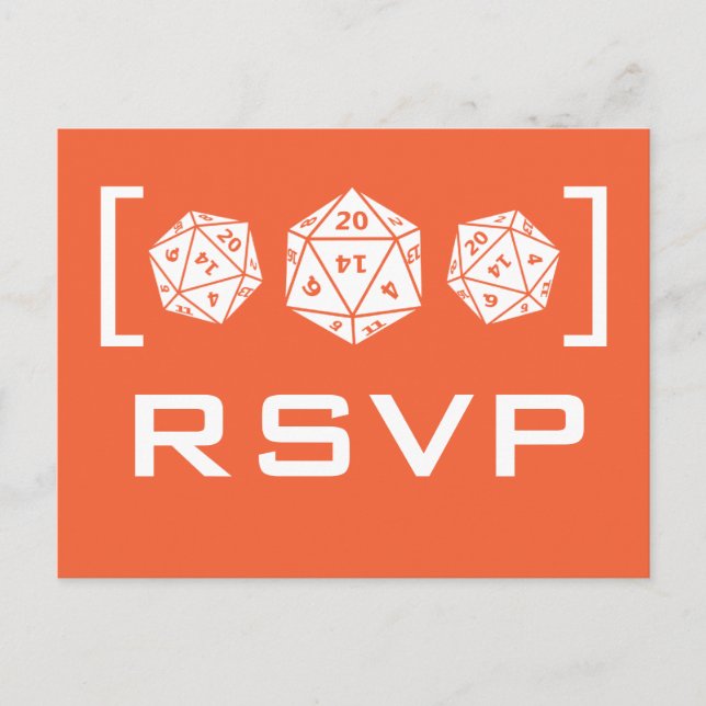 Orange D20 Dice Gamer RSVP Postcard (Front)