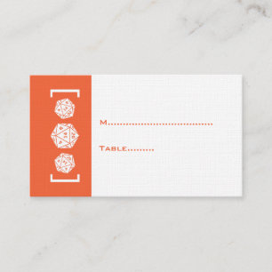 Orange D20 Dice Gamer Wedding Place Card