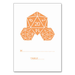 Orange D20 Dice Place Card