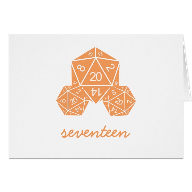 Orange D20 Dice Table Number Card (Front Horizontal)