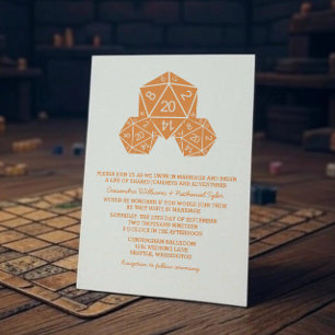 Orange D20 Dice Wedding Invite