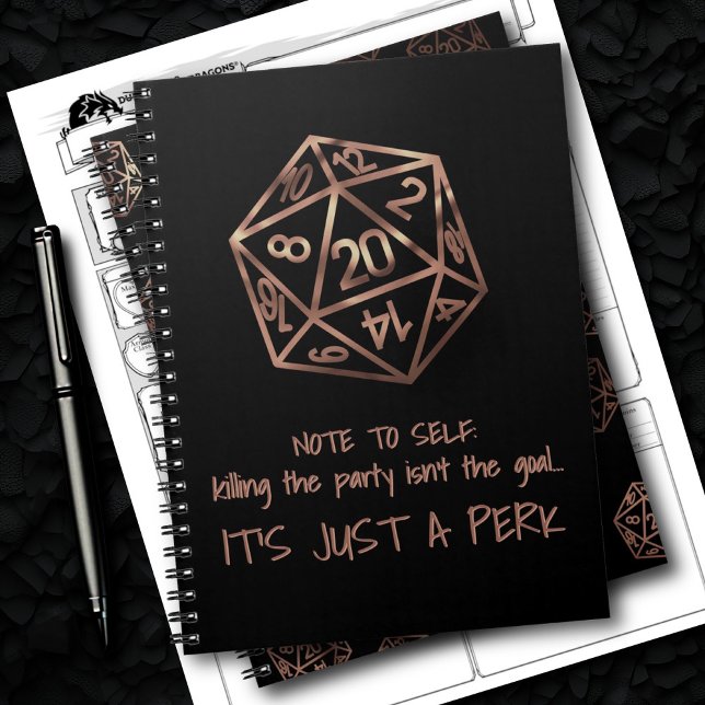 Orange D20 DM Humour | Killing the Party is a Perk Notebook (Creator Uploaded)