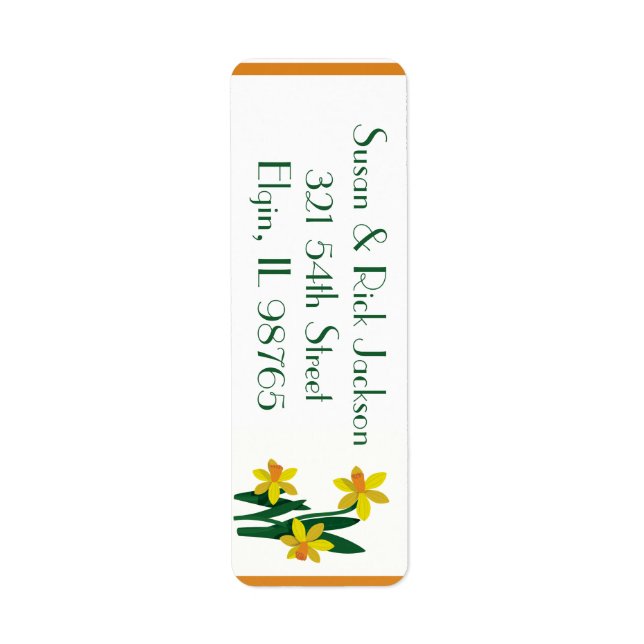 Orange Daffodil Return Address Label (Front)