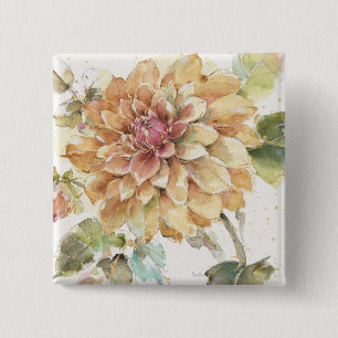 Orange Dahlia 2 Inch Square Button