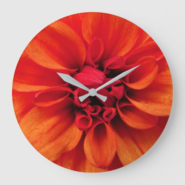 Orange Dahlia Acrylic Wall Clock (Front)