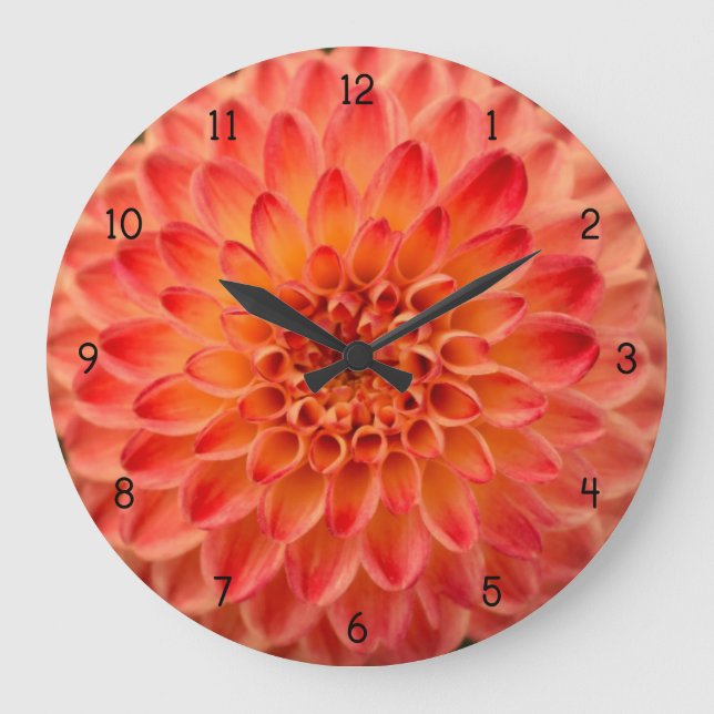 Orange Dahlia Flower Clock (Front)