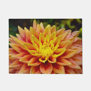 Orange dahlia flower doormat