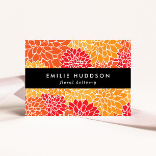 Orange Dahlia Flowers, Floristry, Flower Shop Business Card