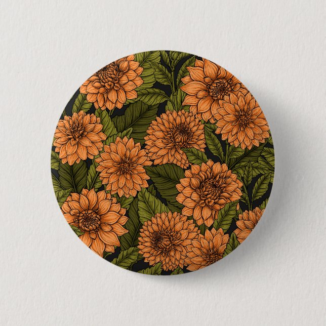 Orange Dahlia garden 2 Inch Round Button (Front)