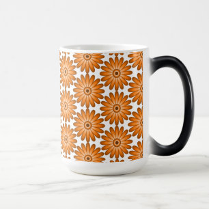 Orange daisies in 70s style magic mug