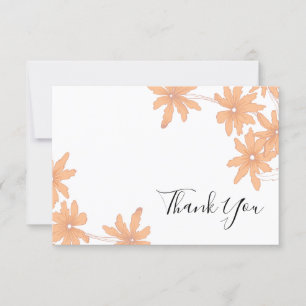 Orange Daisies on White Flat Thank You Notes Invitation