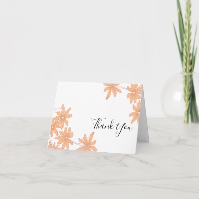 Orange Daisies on White Thank You (Front)