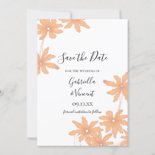 Orange Daisies on White Wedding Save the Date