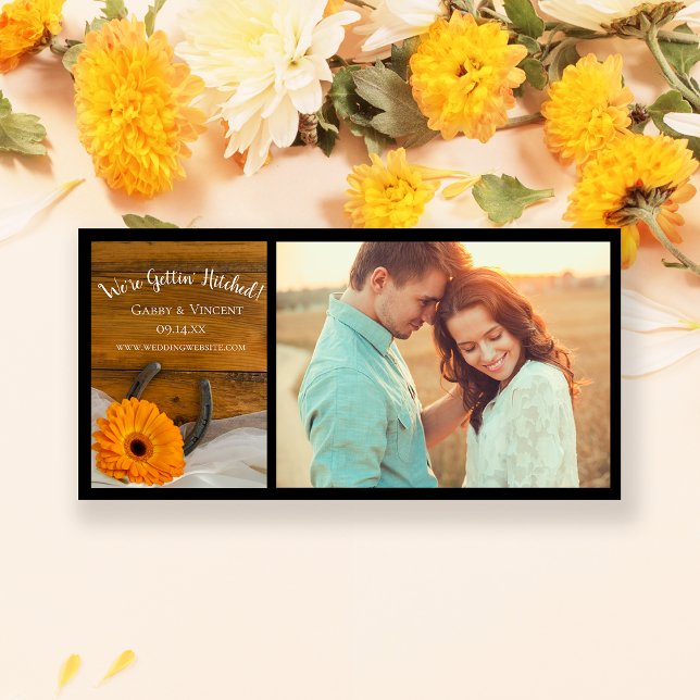 Orange Daisy and Horseshoe Country Barn Wedding Save The Date (Creator Uploaded)
