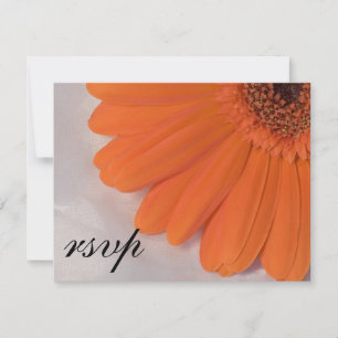 Orange Daisy and White Satin Wedding RSVP Card
