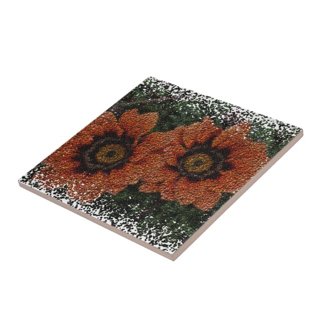 Orange Daisy Balls Ceramic Tile (Side)