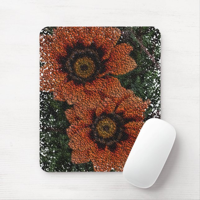 Orange Daisy Balls Mouse Pad (With Mouse)
