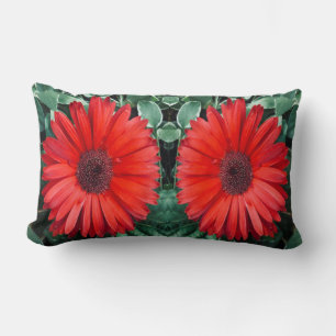Orange Daisy Botanical Cottagecore  Lumbar Pillow